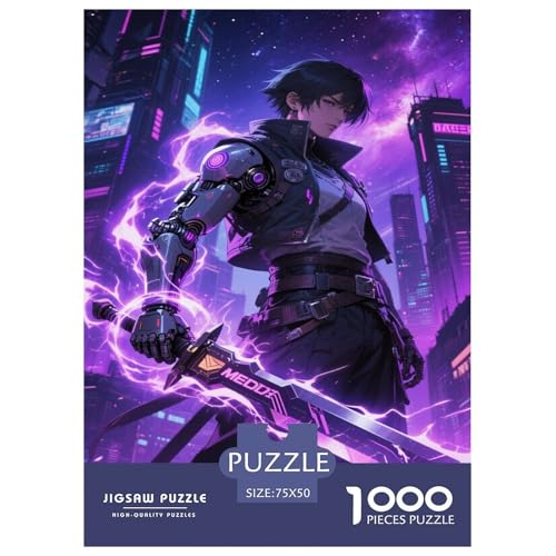 Neon-Cyber-Krieger mit Schwert. Krieger. 1000-Teil-Puzzle Für Erwachsene. Puzzles 1000 Teilen. Erzieherische Spiele. Home-Dekoration. 1000pcs Puzzle 1000pcs (75x50cm) von junsuoxiao