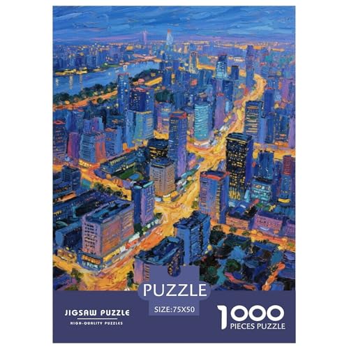 Nocturne-Impression. Mit Pinsel gestrichene Stadtlichter 1000-Stück-Strickmuster Schwierig Für Erwachsene Bildungsspiele Dekoration Zu Hause Illustration Landschaft 1000pcs (75x50cm) von junsuoxiao