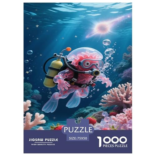 Pinker Taucher unter Erdbeeren im Unterwasserwelt Puzzles Für 1000-Stück Schwierig Bildungsspielgeschenke Dekoration Zu Hause Poster Landscape 1000pcs (75x50cm) von junsuoxiao