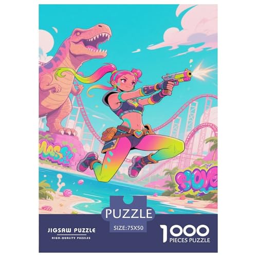 Pinkhaarige Schützin im Vergnügungspark. Anime. 1000-Teil-Puzzle Für Erwachsene. Puzzles 1000 Teilen. Erzieherische Spiele. Home-Dekoration. 1000pcs Puzzle 1000pcs (75x50cm) von junsuoxiao