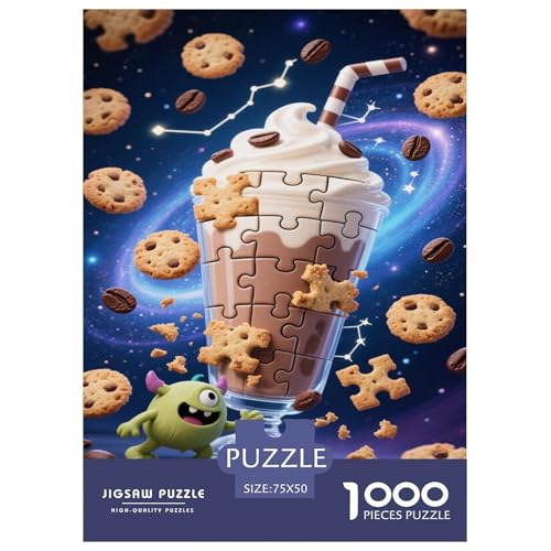 Puzzle-musterierter Milkshake, Cookies und Monster in himmlischer Einrichtung Puzzles 1000-Stück Like Für Erwachsene Bildungsspiele Dekoration Zu Hause Illustration Landscape 1000pcs (75x50cm) von junsuoxiao