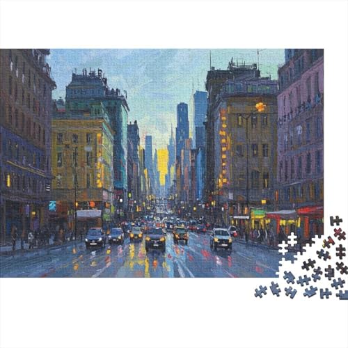 Regendurchtränktes Stadtgemälde. Künstlerische Straße mit spiegelnden Lichtern 1000 Pieces Jigsaw Difficult Educational Games Gifts Zuhause Decoration Poster Landscape 1000pcs (75x50cm) von junsuoxiao