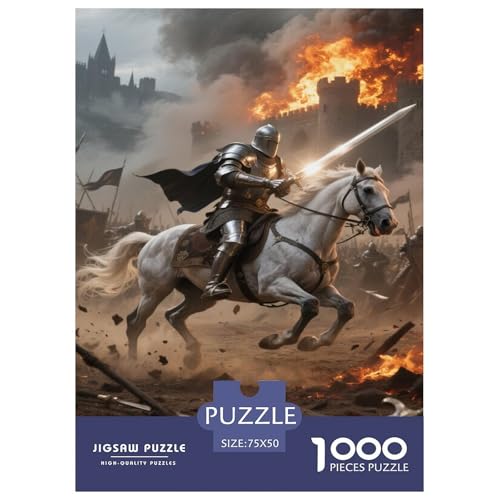Ritter, der in flammender Schlacht chargeiert. Ritter. 1000-Teil-Puzzle Für Erwachsene. Puzzles 1000 Teilen. Erzieherische Spiele. Home-Dekoration. 1000pcs Puzzle 1000pcs (75x50cm) von junsuoxiao