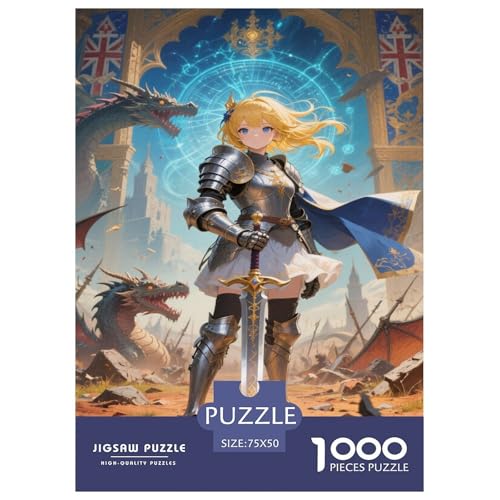 Ritterin mit Drachenmagie Szene. Anime. 1000-Teil-Puzzle Für Erwachsene. Puzzles 1000 Teilen. Erzieherische Spiele. Home-Dekoration. 1000pcs Puzzle 1000pcs (75x50cm) von junsuoxiao