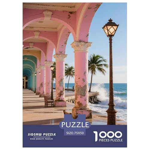 Rosa Arkaden zum Rhythmus der See Puzzles 1000-Stück Schwierig Bildungsspielgeschenke Dekoration Zu Hause Poster Landschaft 1000pcs (75x50cm) von junsuoxiao