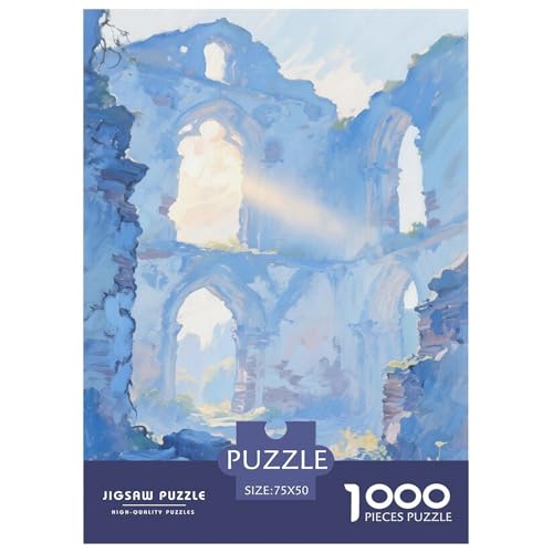 Ruinen. Blau. 1000-Teil-Puzzle Für Erwachsene. Puzzles 1000 Teilen. Erzieherische Spiele. Home-Dekoration. Puzzle 1000pcs (75x50cm) von junsuoxiao