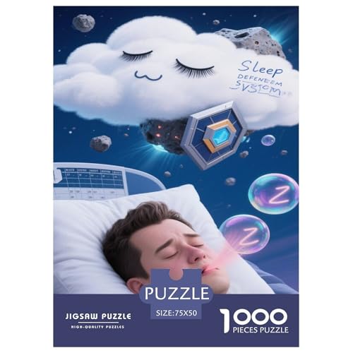 Schlafender Mann unter Wolke mit Schlaf-Schutzsystem Puzzles 1000-Stück Schwierig Bildungsspielgeschenke Dekoration Zu Hause Poster Landscape 1000pcs (75x50cm) von junsuoxiao