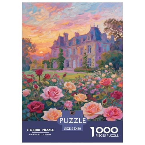 Schloss. Rosen. 1000-Teil-Puzzle Für Erwachsene. Puzzles 1000 Teilen. Erzieherische Spiele. Home-Dekoration. Puzzle 1000pcs (75x50cm) von junsuoxiao