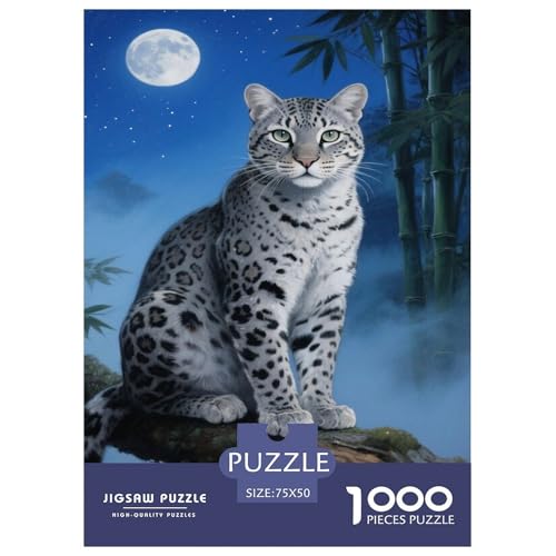 SchneeLeopard unter einem mondhellen Nachthimmel. Leopard. 1000-Teil-Puzzle Für Erwachsene. Puzzles 1000 Teilen. Erzieherische Spiele. Home-Dekoration. 1000pcs Puzzle 1000pcs (75x50cm) von junsuoxiao