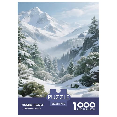 Schneebedeckte Bergmajestät Puzzles 1000-Stück Schwierig Bildungsspielgeschenke Dekoration Zu Hause Poster Landschaft 1000pcs (75x50cm) von junsuoxiao