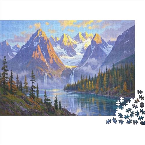 Schneebedecktes Berg- & See-Meisterwerk. Friedliche Alpenreflexion Puzzles 1000 Piece Difficult Educational Games Gifts Zuhause Decoration Poster Landscape 1000pcs (75x50cm) von junsuoxiao