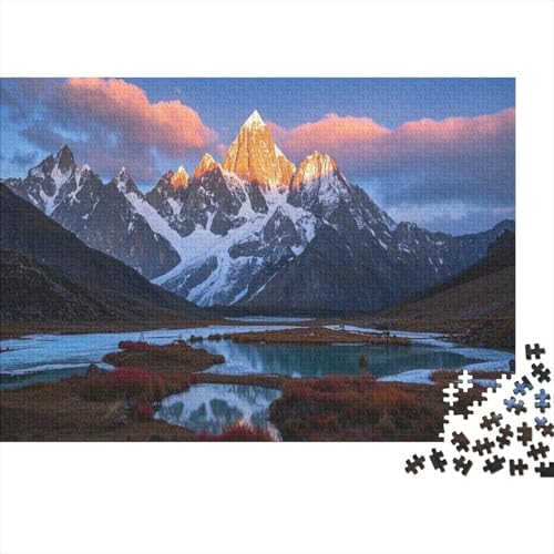 Schneeberg Puzzles 1000-Stück Schwierig Bildungsspielgeschenke Dekorationspuzzles Wolkenberg Illustration Landscape 1000pcs (75x50cm) von junsuoxiao