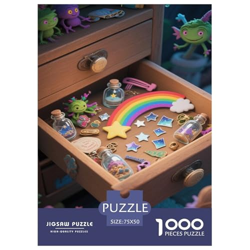 Schublade mit Regenbogen, Sternen und kleinen Monstern Puzzles Für 1000-Stück Like Bildungsspielgeschenke Dekorationspuzzles Poster Landscape 1000pcs (75x50cm) von junsuoxiao