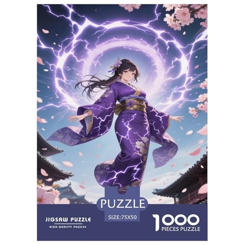 Schwebende Kimono Blitz-Sakura. Anime. 1000-Teil-Puzzle Für Erwachsene. Puzzles 1000 Teilen. Erzieherische Spiele. Home-Dekoration. 1000pcs Puzzle 1000pcs (75x50cm) von junsuoxiao