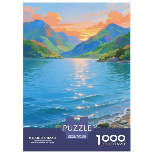 Seiten-Sonnenuntergangsplendide Puzzles Für 1000-Stück Schwierig Puzzle Für Erwachsene Dekorationspuzzles Illustration Landschaft 1000pcs (75x50cm) von junsuoxiao