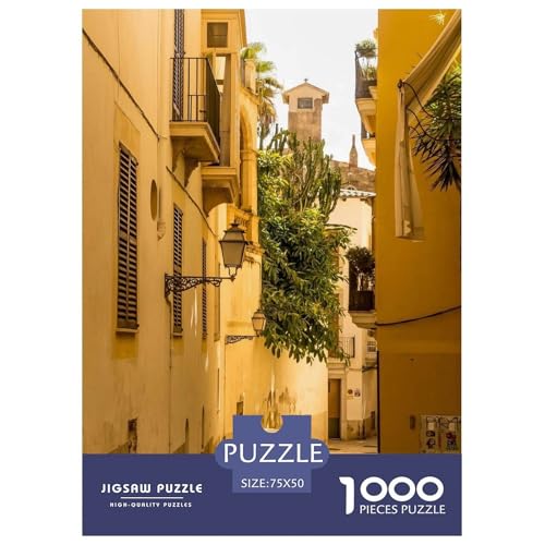 Sonnenbeschienene gelbe Gasse mit Oldtimer. Gebäude Straße. 1000-Teil-Puzzle Für Erwachsene. Puzzles 1000 Teilen. Erzieherische Spiele. Home-Dekoration. 1000pcs Puzzle 1000pcs (75x50cm) von junsuoxiao