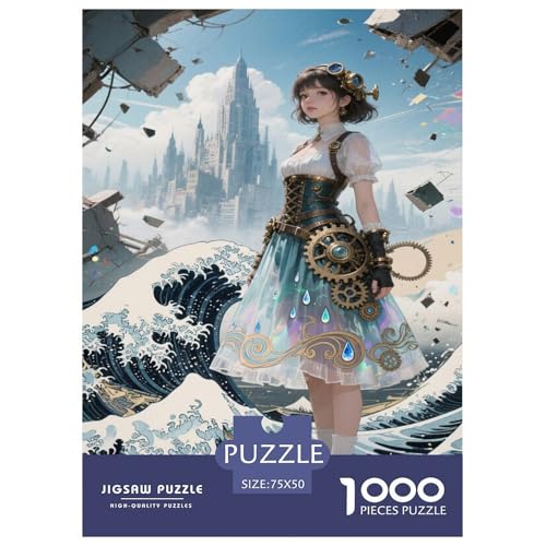 Steampunk-Mädchen Stadtwellen Szene. Anime. 1000-Teil-Puzzle Für Erwachsene. Puzzles 1000 Teilen. Erzieherische Spiele. Home-Dekoration. 1000pcs Puzzle 1000pcs (75x50cm) von junsuoxiao