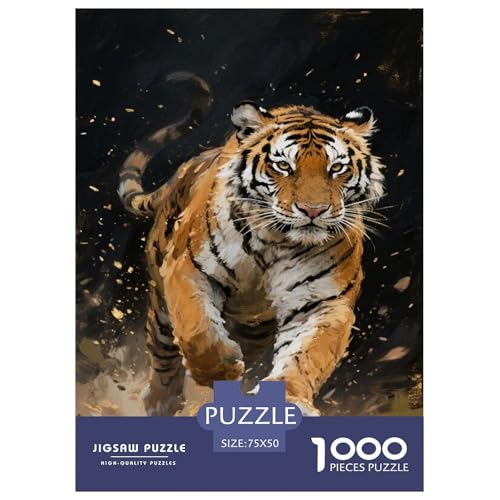 Tigers Wilder Angriff Goldene Wildnis. Gebietete Puzzles. Gehirnvergnügung Puzzle 1000 Teile Puzzle Für Erwachsene 1000pcs (75x50cm) von junsuoxiao