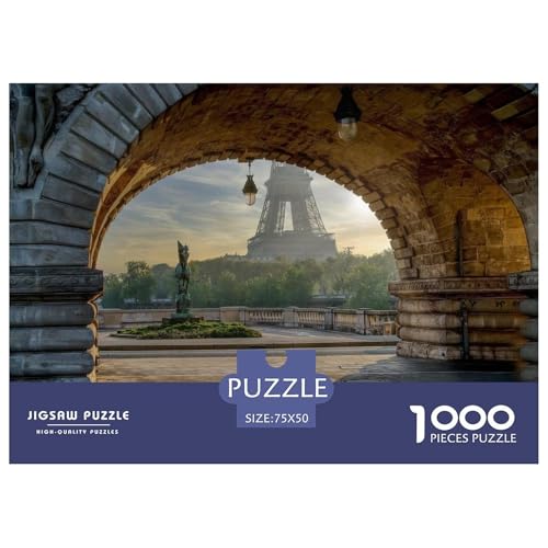 Torbogen, der den Eiffelturm bei Tagesanbruch rahmt. Gebäude Straße. 1000-Teil-Puzzle Für Erwachsene. Puzzles 1000 Teilen. Erzieherische Spiele. Home-Dekoration. 1000pcs Puzzle 1000pcs (75x50cm) von junsuoxiao