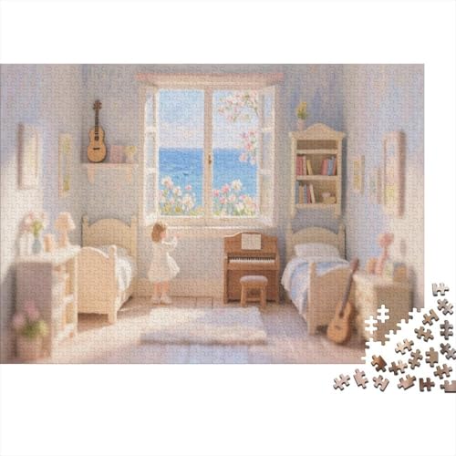 Traumhafte Küsten-Nursery. Pastell-Innenräume & Meeresblütenblick Puzzles 1000 Piece Like for Adults Educational Games Zuhause Decoration Illustration Landscape 1000pcs (75x50cm) von junsuoxiao