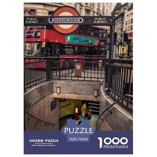 U-Bahnhof mit Rotbus-Szene. Gebäude Straße. 1000-Teil-Puzzle Für Erwachsene. Puzzles 1000 Teilen. Erzieherische Spiele. Home-Dekoration. 1000pcs Puzzle 1000pcs (75x50cm) von junsuoxiao