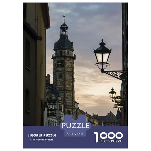 Uhrturm und Straßenlaternen. Gebäude Straße. 1000-Teil-Puzzle Für Erwachsene. Puzzles 1000 Teilen. Erzieherische Spiele. Home-Dekoration. 1000pcs Puzzle 1000pcs (75x50cm) von junsuoxiao