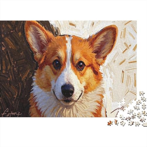 Vibrierendes Corgi-Porträt mit expressiven Pinselnstrichen 1000 Pieces Jigsaw Difficult EduKatzeional Games Gifts Home Decoration Illustration Landscape 1000pcs (75x50cm) von junsuoxiao