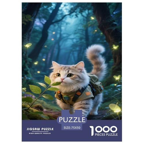 Waldweg explores, bereit für Abenteuer. Perserkater. Puzzles. Puzzle. 1000-Stück Schwierig Bildungsspielgeschenke Dekorationspuzzles Illustration Landscape 1000pcs (75x50cm) von junsuoxiao