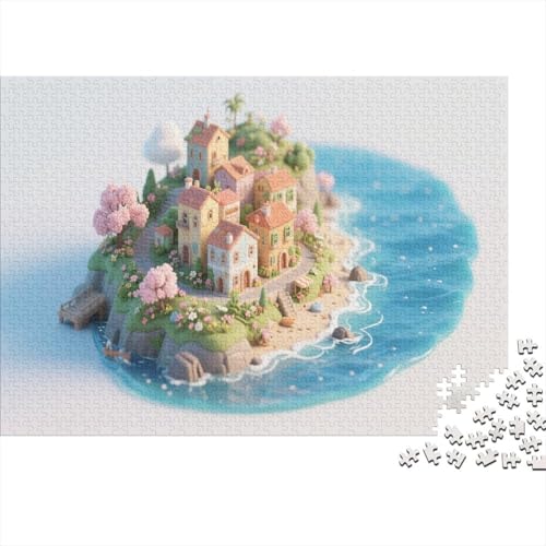 Winzige Insel-Siedlung. Niedliche 3D-Küstengemeinschaft Puzzles 1000 Piece Difficult Educational Games Gifts Zuhause Decoration Poster Landscape 1000pcs (75x50cm) von junsuoxiao