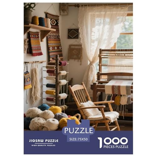 Zärtliches, gemütliches Webstudio 1000-Stück-Strickmuster Schwierig Für Erwachsene Bildungsspiele Dekoration Zu Hause Illustration Landschaft 1000pcs (75x50cm) von junsuoxiao