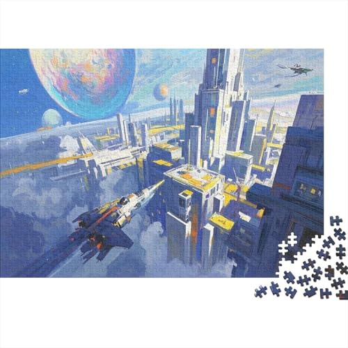 Zukünftige Stadtsilhouette mit galaktischen Elementen 1000 Pieces Jigsaw Difficult Educational Games Gifts Zuhause Decoration Poster Landscape 1000pcs (75x50cm) von junsuoxiao