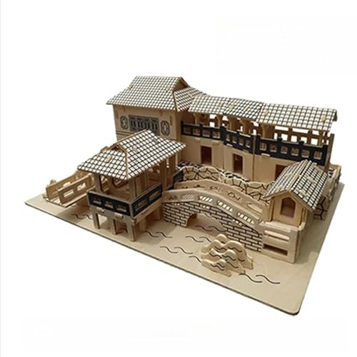 junweideyi 3D-Holzpuzzles für Erwachsene und Kinder zum Bauen – Ingenieur-DIY-Holzmodelle für Erwachsene zum Bauen (Ancient Town E) von junweideyi