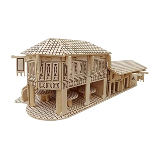 junweideyi 3D-Holzpuzzles für Erwachsene und Kinder zum Bauen – Ingenieur-DIY-Holzmodelle für Erwachsene zum Bauen (Ancient Town G) von junweideyi