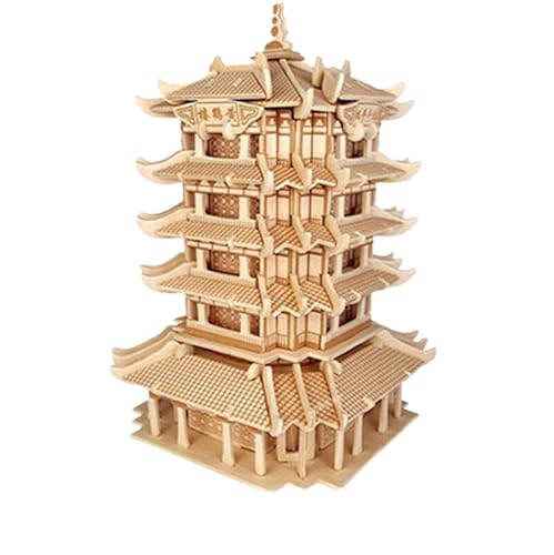 junweideyi 3D-Holzpuzzles für Erwachsene und Kinder zum Bauen – Ingenieur-DIY-Holzmodelle für Erwachsene zum Bauen (Huanghe-Turm) von junweideyi