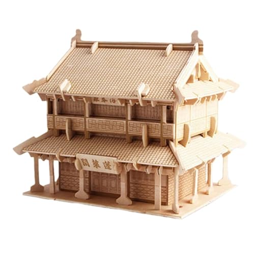 junweideyi 3D-Holzpuzzles für Erwachsene und Kinder zum Bauen – Ingenieur-DIY-Holzmodelle für Erwachsene zum Bauen (Penglai-Pavillon) von junweideyi