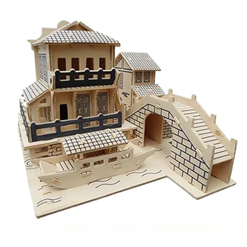 junweideyi 3D-Holzpuzzles für Erwachsene und Kinder zum Bauen – Ingenieur-DIY-Holzmodelle für Erwachsene zum Bauen (alte Stadt A) von junweideyi