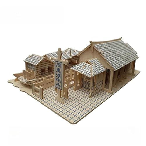 junweideyi 3D-Holzpuzzles für Erwachsene und Kinder zum Bauen – Ingenieur-DIY-Holzmodelle für Erwachsene zum Bauen (alte Stadt B) von junweideyi