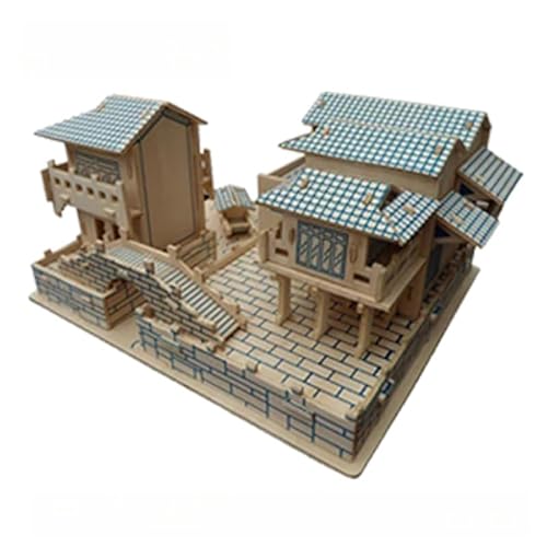 junweideyi 3D-Holzpuzzles für Erwachsene und Kinder zum Bauen – Ingenieur-DIY-Holzmodelle für Erwachsene zum Bauen (alte Stadt C) von junweideyi