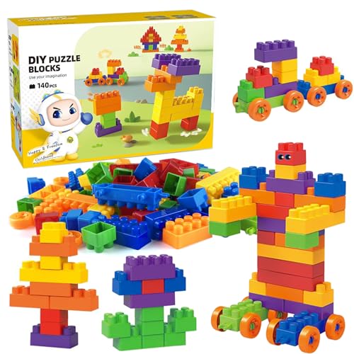 juyishwu Building Blocks,Bricks Bausteine,bausteine für Kinder ab 1 Jahr,140 Stück Bausteines Set,Classic Bausteines Lernspielzeug,Bunte Grundbausteine für Bausteine ab 2 Jahre von juyishwu
