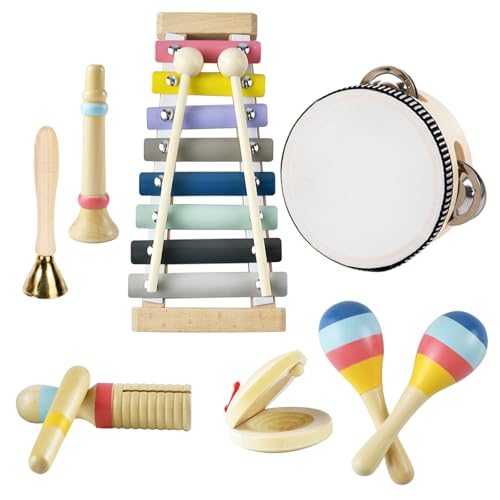 Musikinstrumente für Kinder,Baby Musikinstrumente,Holzspielzeug Baby Schlagzeug Kinder,Kinders Instrumente,Musik Lernspielzeug Geschenk für Geeignet Musikspielzeug Ab 1 Jahr von juyishwu