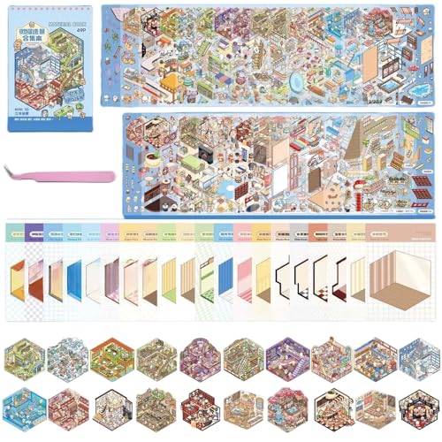 20 Set DIY 3D Haus Aufkleber-Set,Lustige DIY 3D Aufkleber-Szenen-Buch für Geeignet Erwachsene Therapie Stress zu lindern und Zeit Verbringen, um Stress vertreiben,Um Eigene Mini-Zimmer Schaffen 20 Set DIY 3D Haus Aufkleber-Set,Lustige DIY 3D Aufkleber-Szenen-Buch für Geeignet Erwachsene Therapie Stress zu lindern und Zeit Verbringen, um Stress vertreiben,Um Eigene Mini-Zimmer Schaffen von kaensc