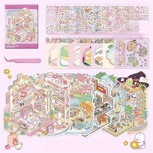 6 Stücke DIY 3D Aufkleber-Scenes,3D Mini-Haus-Aufkleber,Geben Sie lhren eigenen Mini-Shop mit Cartoon-Tier-Szenen DIY Stickers-Szenen-Therapie Geben Erwachsene Stress zu lindern,um Zeit verbringen 6 Stücke DIY 3D Aufkleber-Scenes,3D Mini-Haus-Aufkleber,Geben Sie lhren eigenen Mini-Shop mit Cartoon-Tier-Szenen DIY Stickers-Szenen-Therapie Geben Erwachsene Stress zu lindern,um Zeit verbringen von kaensc