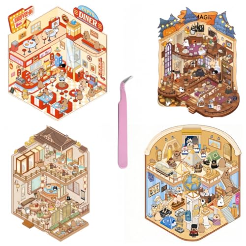 kaensc 4 Stücke DIY 3D-Haus-Aufkleber,3D Miniature Scene Stickers,Lustige DIY-Sticker Vor Ort Machen Sie Lhr Eigenes Mini-Haus-Aufkleber Behandlung Erwachsene Stress Zu Lindern um Zeit Verbringen kaensc 4 Stücke DIY 3D-Haus-Aufkleber,3D Miniature Scene Stickers,Lustige DIY-Sticker Vor Ort Machen Sie Lhr Eigenes Mini-Haus-Aufkleber Behandlung Erwachsene Stress Zu Lindern um Zeit Verbringen von kaensc