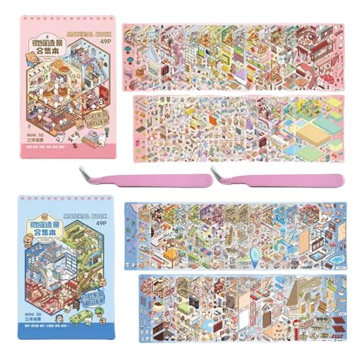 kaensc 40 Sätze DIY 3D Haus Aufkleber- Sticker Mit Pinzette,2 Bücher DIY Aufkleber-Szenen Buch Erstellen Sie Eigenes Cartoon Mini-Home für Erwachsene Um Stress Lindern Und Zeit Verbringen kaensc 40 Sätze DIY 3D Haus Aufkleber- Sticker Mit Pinzette,2 Bücher DIY Aufkleber-Szenen Buch Erstellen Sie Eigenes Cartoon Mini-Home für Erwachsene Um Stress Lindern Und Zeit Verbringen von kaensc