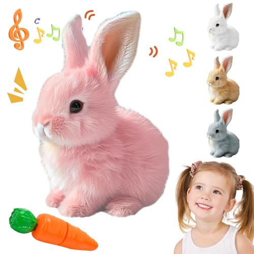 Interaktives Kaninchen Spielzeug, 2025 Neuest Ostern Plüschhase mit Geräuschen Bewegungen, Interaktives ElektronischesKaninchen Haustier für Ostern Deko Kinder (Rosa) von kailisi