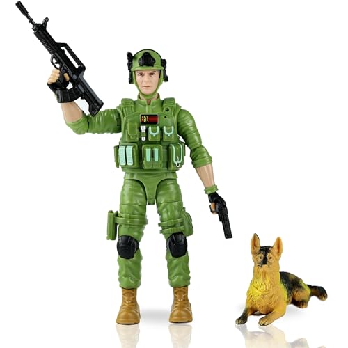 Armee-Spielzeug-Soldaten-Actionfiguren-Set, 19,1 cm, 15 Gelenke können sich bewegen, realistisches Militär-Spielset für Kinder ab 3 Jahren (Grün) von kaim