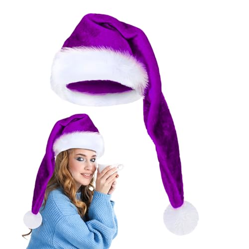 kaiop Santa Mütze Erwachsene 75 cm Lang, Weicher Samt Weihnachtsmannhut Erwachsene, Unisex Winter Kopfbekleidung Für Kostümparty Fotostudio Maskerade Bühnenauftritt von kaiop
