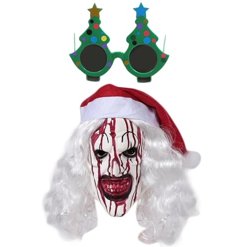 kaiop Weihnachtsclown-Kostüm, Cosplay-Weihnachtsmaske,Gesichtsbedeckung Kostüme Requisiten mit Brille | Weihnachts-Horror-Requisite, Kopfbedeckung, Kostüm-Requisiten, Zubehör für Erwachsene und Kinder kaiop Weihnachtsclown-Kostüm, Cosplay-Weihnachtsmaske,Gesichtsbedeckung Kostüme Requisiten mit Brille | Weihnachts-Horror-Requisite, Kopfbedeckung, Kostüm-Requisiten, Zubehör für Erwachsene und Kinder von kaiop