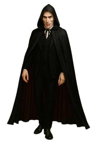 2er Set Vampirumhang Herren Halloween & Karneval – Schwarze Umhänge mit Kapuze – Doppelpack Kostüm für Fasching, Cosplay & Theater von kaiser24