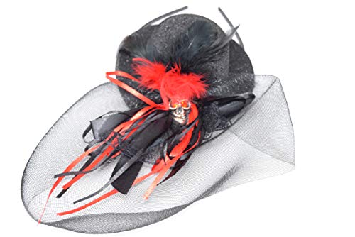 Hexenhut Minihut Haarreif Halloween Hexe Karneval Zauberin (Mini Hut Totenkopf) von kaiser24